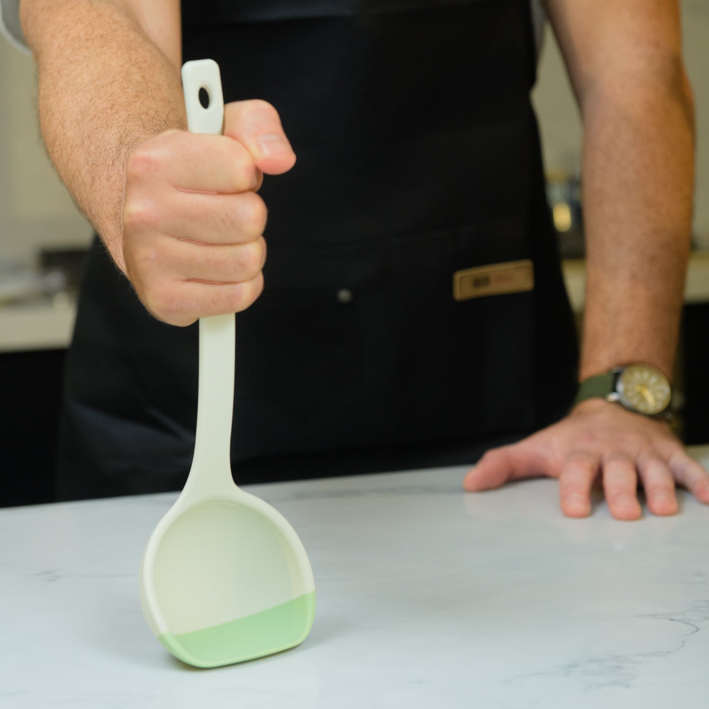 SCOUPS Soft Top Silicone Kitchen Ladle Spoon - Sage & Lime