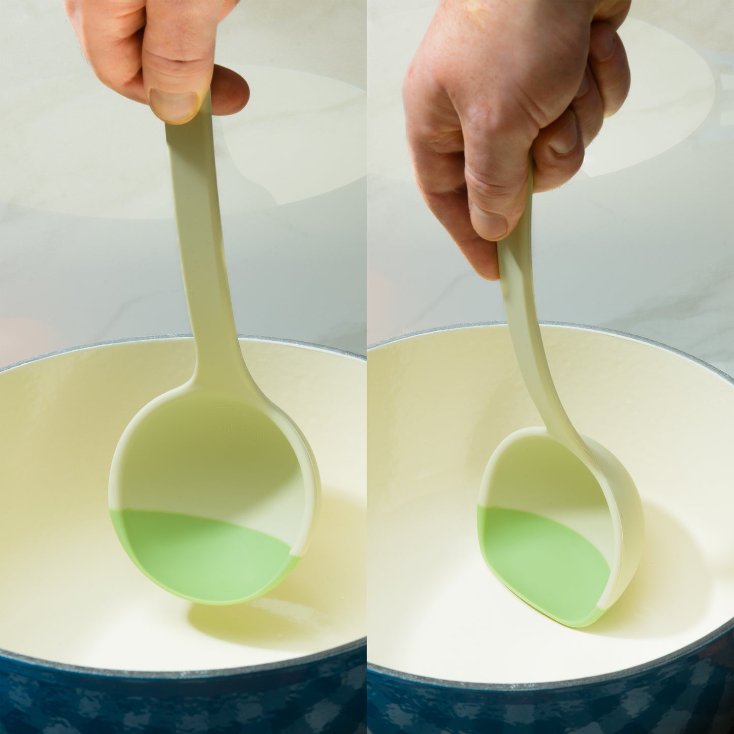 SCOUPS Soft Top Silicone Kitchen Ladle Spoon - Sage & Lime