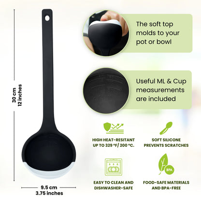 SCOUPS Soft Top Silicone Kitchen Ladle Spoon – Cream & Stout