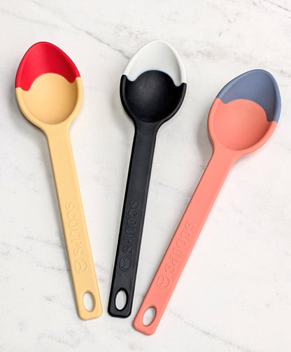 3 Wishes - Set of 3 Colors Silicone SERVING SPOONS - Blue, Red, Black