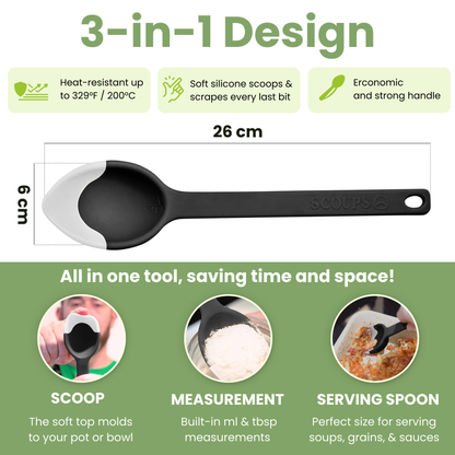 3 Wishes - Set of 3 Colors Silicone SERVING SPOONS - Blue, Red, Black