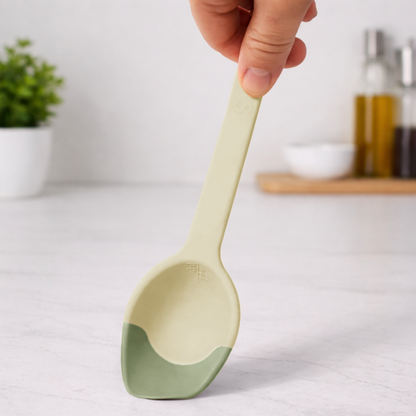 LADLE & SERVING SPOON Combo - SCOUPS Soft Tip Silicone Kitchen Tools - Sage & Lime