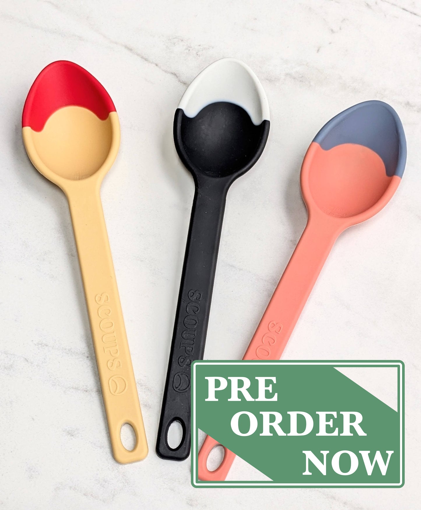 3 Wishes - Set of 3 Colors Silicone SERVING SPOONS - Blue, Red, Black