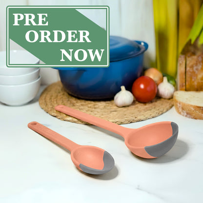 LADLE & SERVING SPOON Combo - SCOUPS Soft Tip Silicone Kitchen Tools - Sunset At Sea