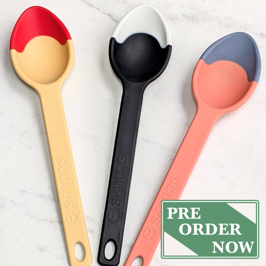 3 Wishes - Set of 3 Colors Silicone SERVING SPOONS - Blue, Red, Black