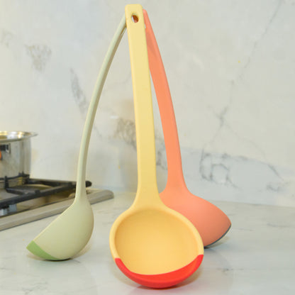 SCOUPS Soft Top Silicone Kitchen Ladle Spoon - All Colours Tripod Feature
